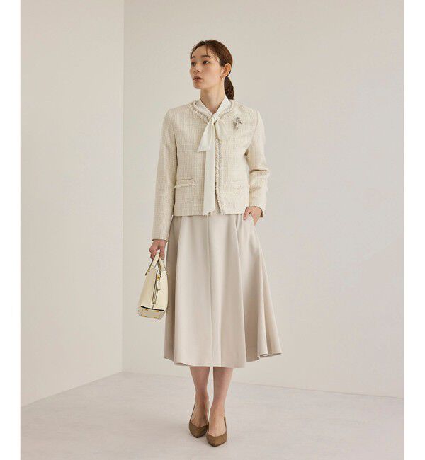 ROPE「【雑誌掲載】ミックスツイードノーカラージャケット」|ノーカラージャケット|