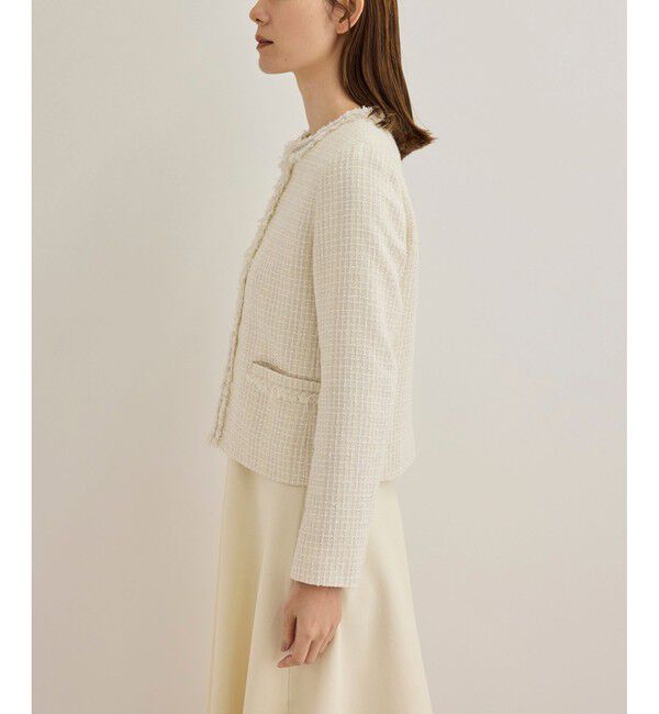 ROPE「【雑誌掲載】ミックスツイードノーカラージャケット」|ノーカラージャケット|