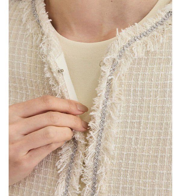 ROPE「【雑誌掲載】ミックスツイードノーカラージャケット」|ノーカラージャケット|