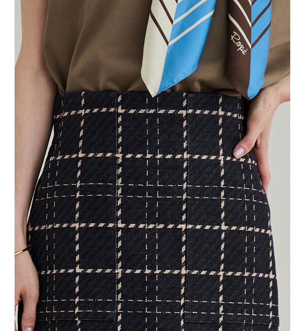 ROPE「【洗える】ツイードチェック ポケット付きタイトスカート」|スカート|