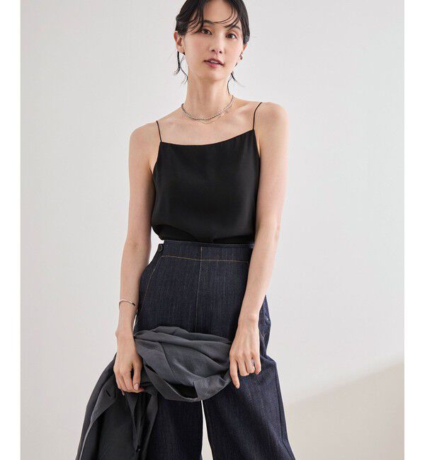 ROPE「【洗える】カップ付きサテンジャージーキャミソール」|キャミソール|