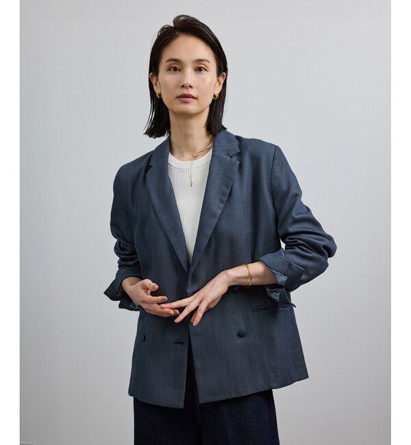 ROPE「バックサテンダブルブレストジャケット」|テーラードジャケット|ネイビー系(41)