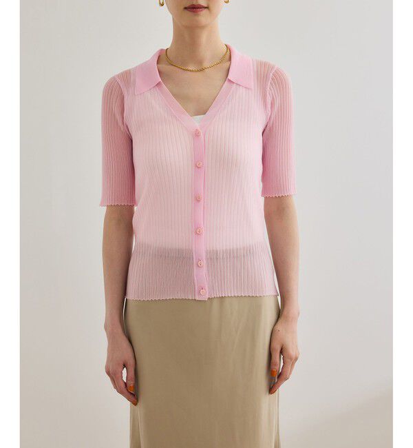 ROPE「【洗える】【WEB・一部店舗限定】シアーリブＶネックポロニット」|ニット・セーター|