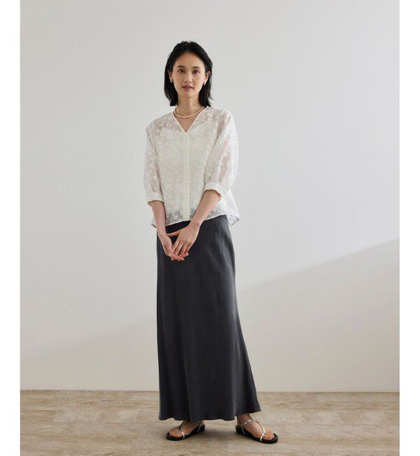 ROPE「【WEB・一部店舗限定】フィブリルサテンマーメイドスカート【セットアップ対応】/洗える」|スカート|