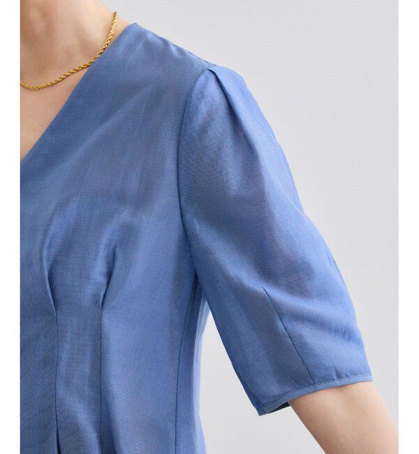 ROPE「【洗える・羽織にもなる】Vネック5分袖パフスリーブブラウス」|シャツ・ブラウス|