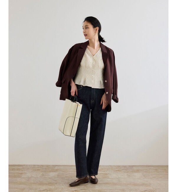 ROPE「【洗える・羽織にもなる】Vネック5分袖パフスリーブブラウス」|シャツ・ブラウス|