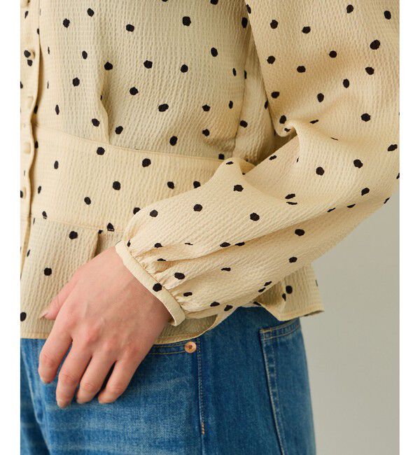 ROPE「ドットプリントペプラムブラウス/イージーケア」|シャツ・ブラウス|