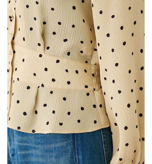 ROPE「ドットプリントペプラムブラウス/イージーケア」|シャツ・ブラウス|