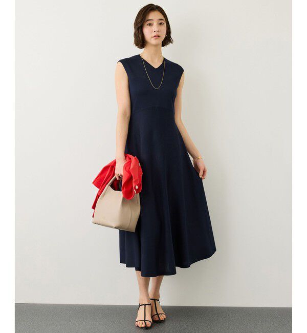 ROPE「LEVITA ニットワンピース/接触冷感・イージーケア」|ワンピース|ネイビー(40)