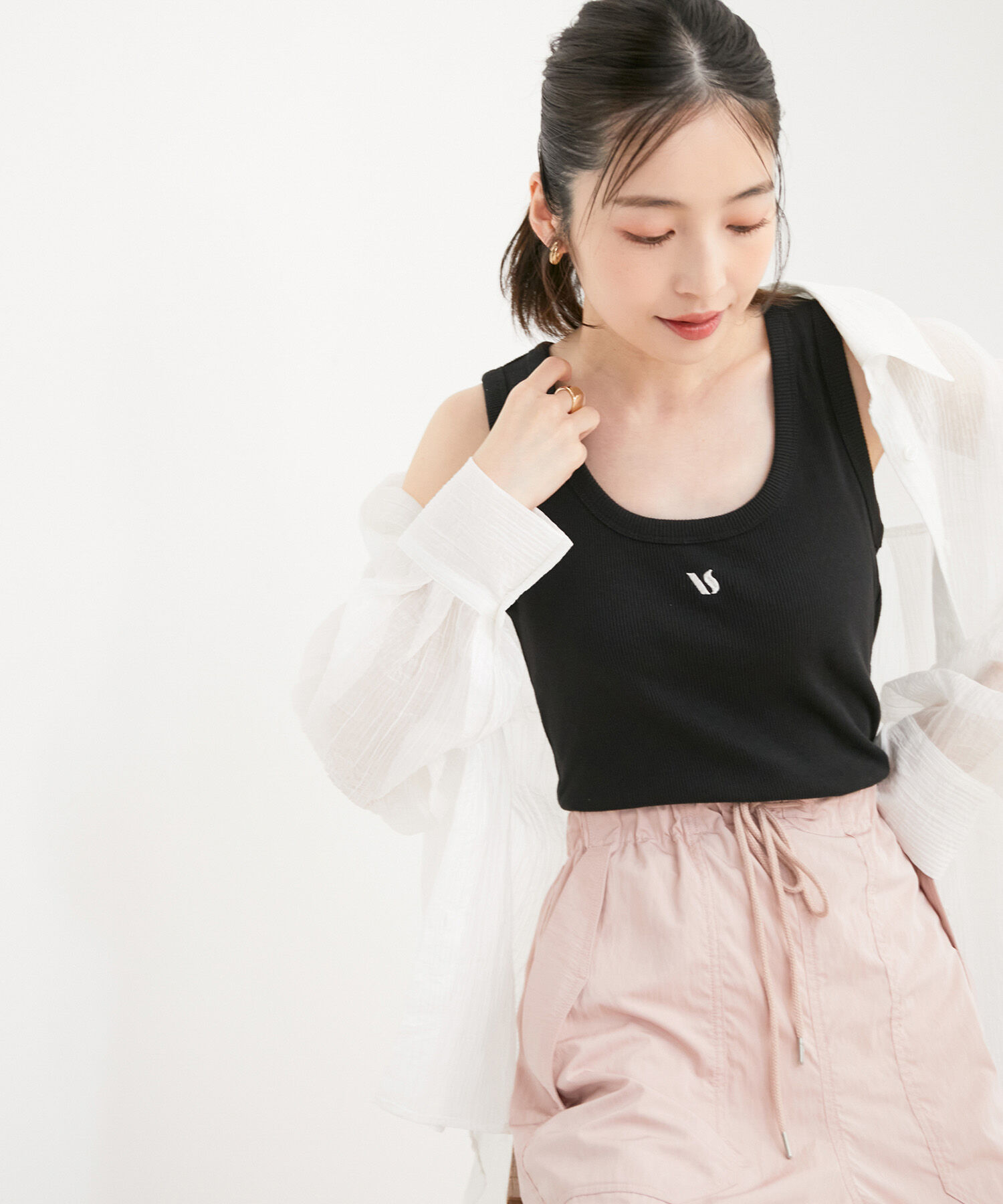 VIS「【洗える】フロントロゴ刺繍タンクトップ」|タンクトップ|