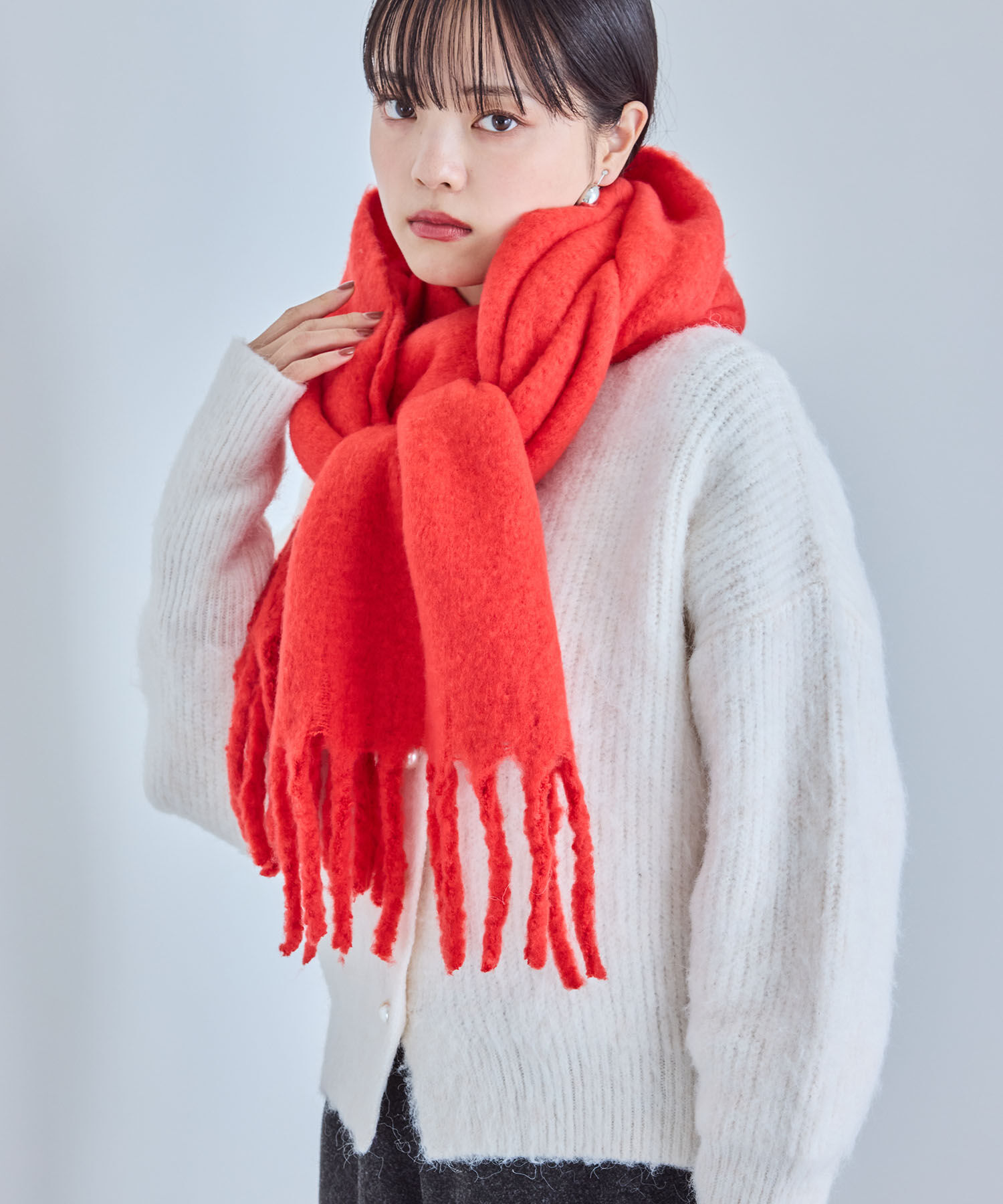 VIS「【リサイクルポリ】ふわふわ太フリンジマフラー」|マフラー|
