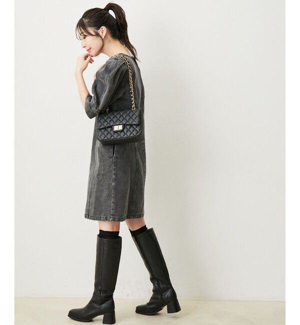 VIS「【抗菌防臭】スクエアトゥソフトロングブーツ」|ロングブーツ|