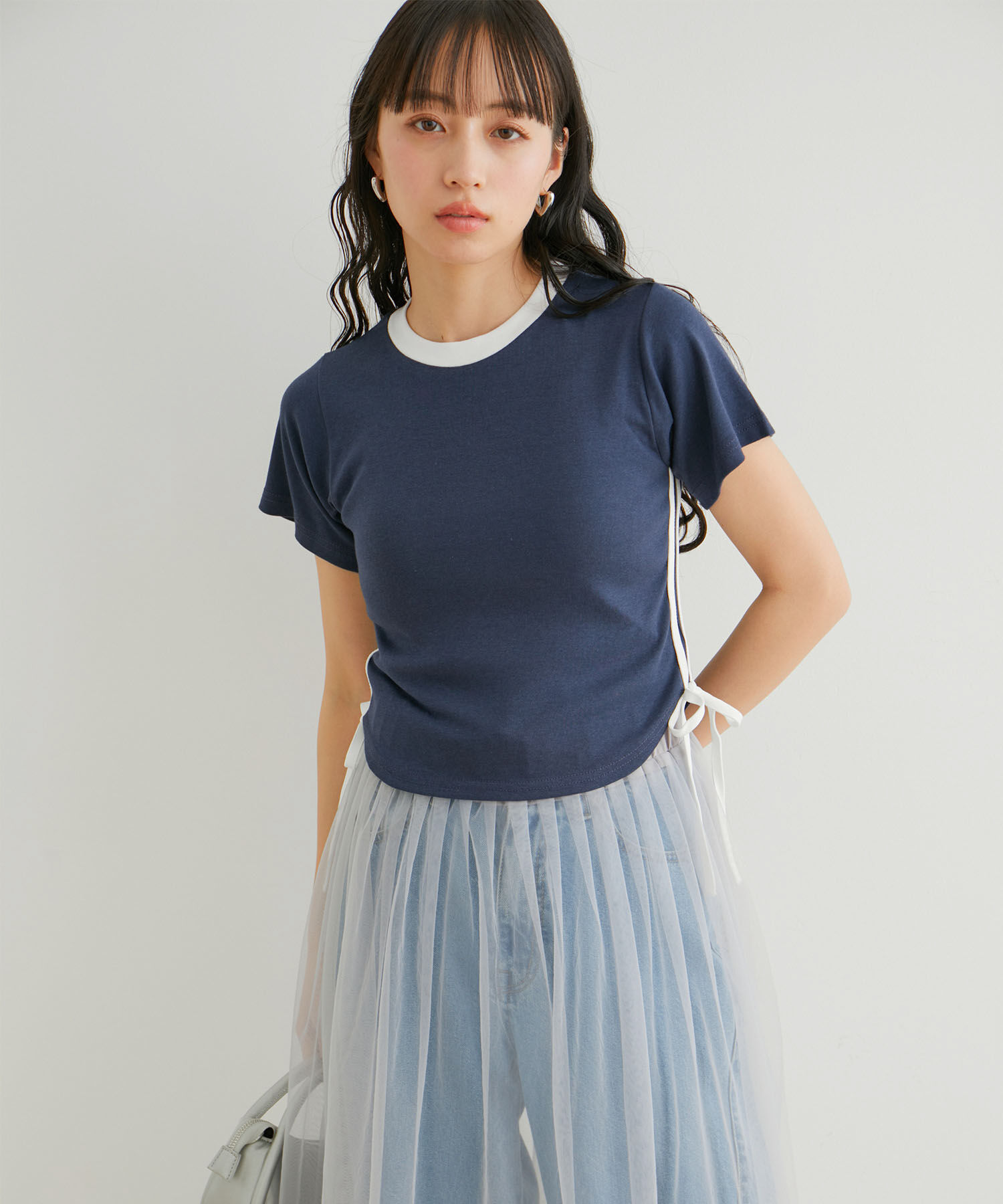 VIS「【WEB/一部店舗限定】サイドラインリボンプルオーバー」|Tシャツ・カットソー|