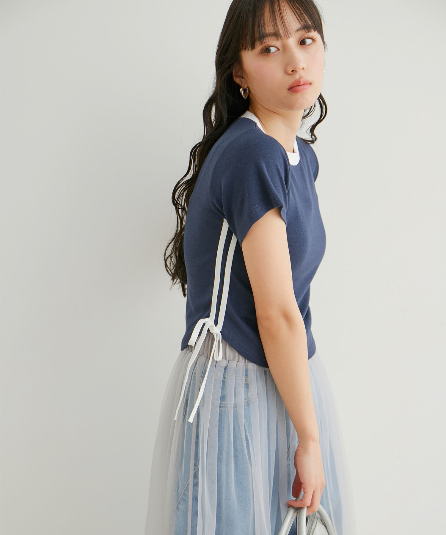 VIS「【WEB/一部店舗限定】サイドラインリボンプルオーバー」|Tシャツ・カットソー|