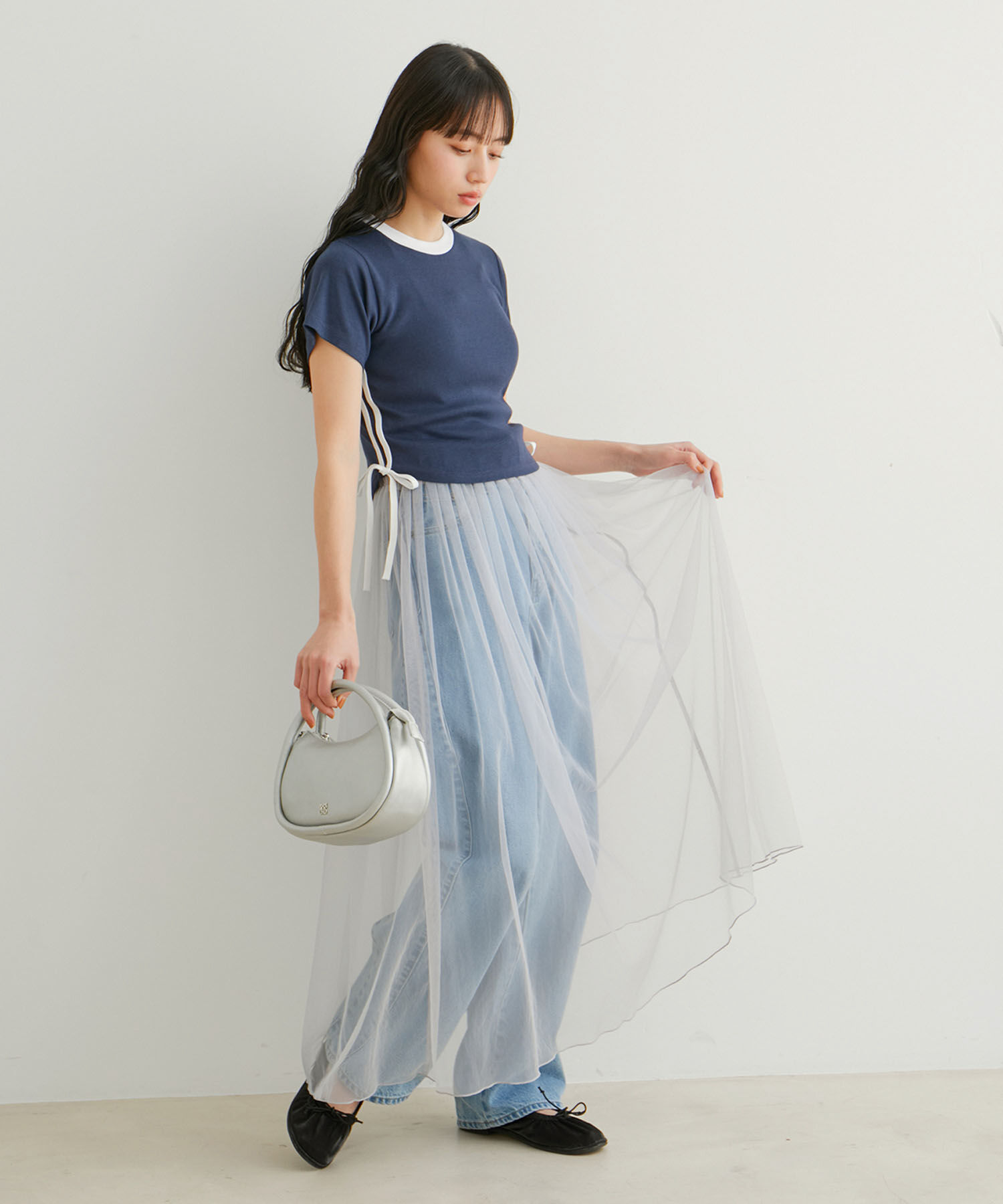 VIS「【WEB/一部店舗限定】サイドラインリボンプルオーバー」|Tシャツ・カットソー|