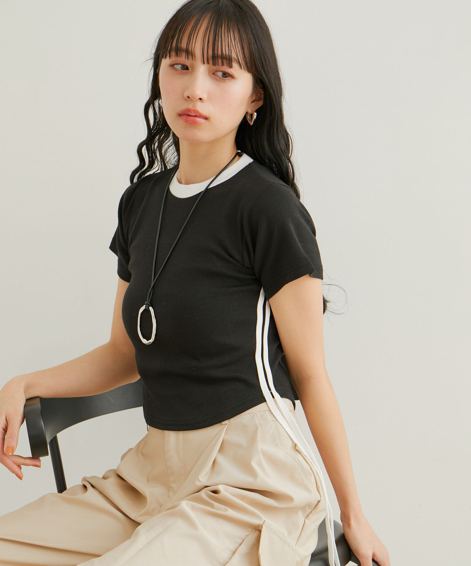 VIS「【WEB/一部店舗限定】サイドラインリボンプルオーバー」|Tシャツ・カットソー|