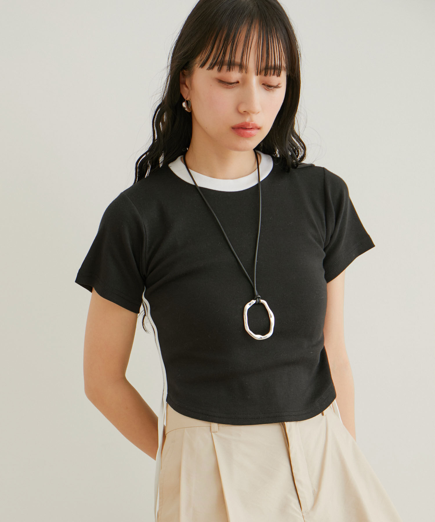 VIS「【WEB/一部店舗限定】サイドラインリボンプルオーバー」|Tシャツ・カットソー|