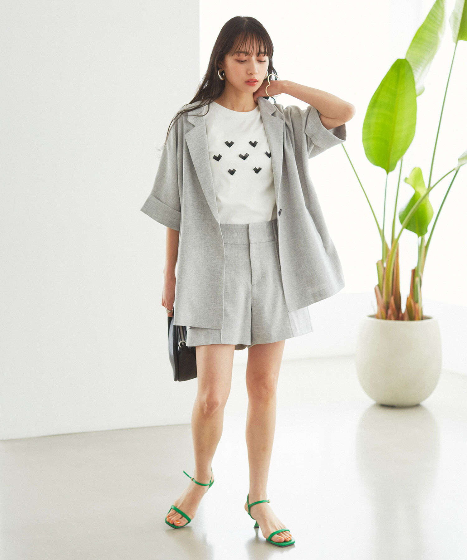 VIS「【接触冷感・洗える】リネンライクピンタックショートパンツ【セットアップ対応】」|その他|