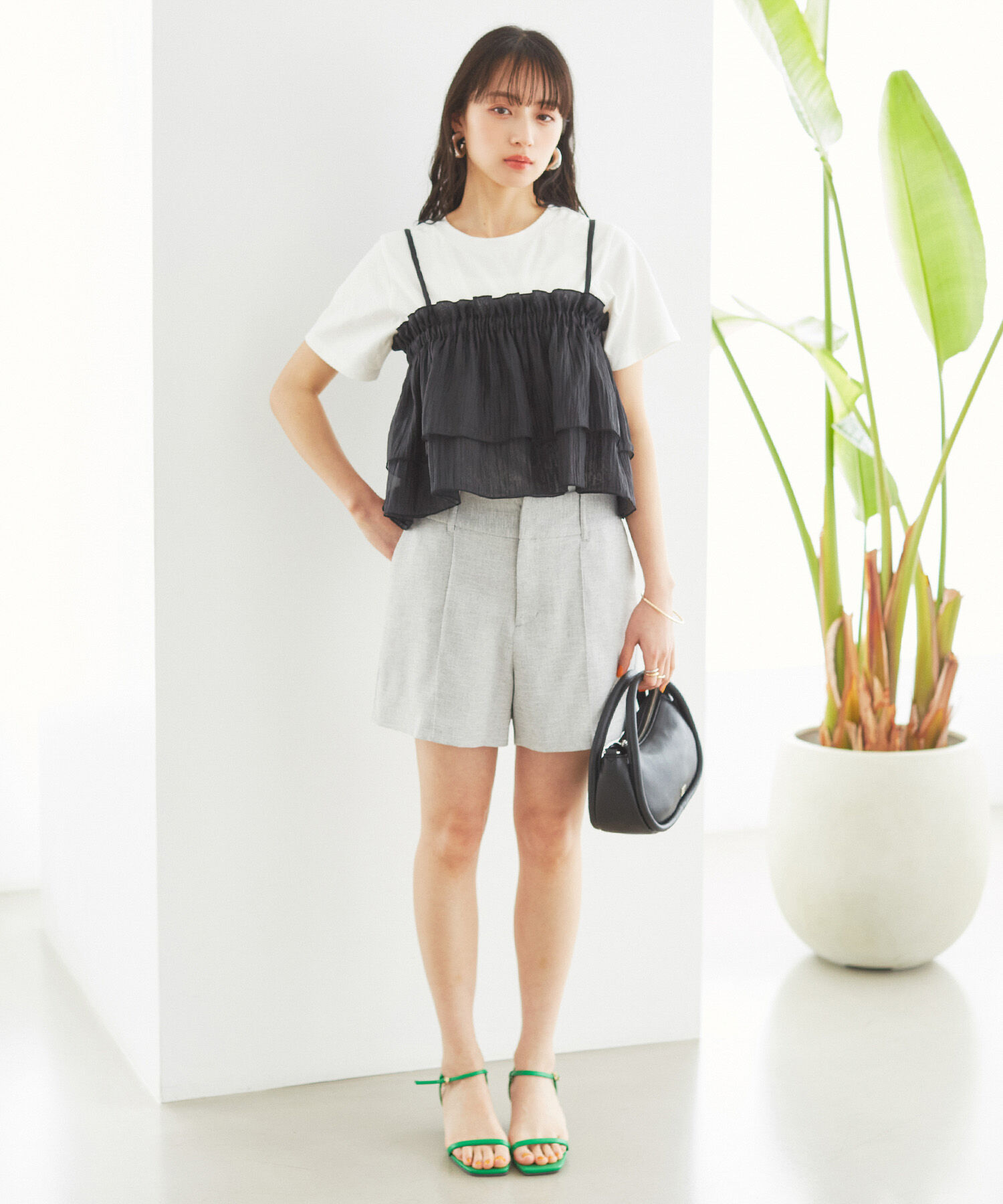 VIS「【接触冷感・洗える】リネンライクピンタックショートパンツ【セットアップ対応】」|その他|