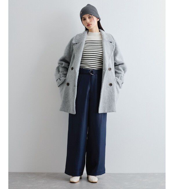 VIS「【洗える】シャイニーワンタックワイドパンツ」|チノ|