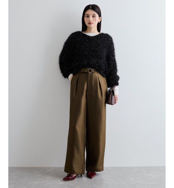 VIS「【洗える】シャイニーワンタックワイドパンツ」|チノ|