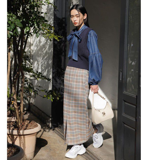 VIS「【洗える】アソートボウタイブラウス(デニム＆シャツ)」|シャツ・ブラウス|