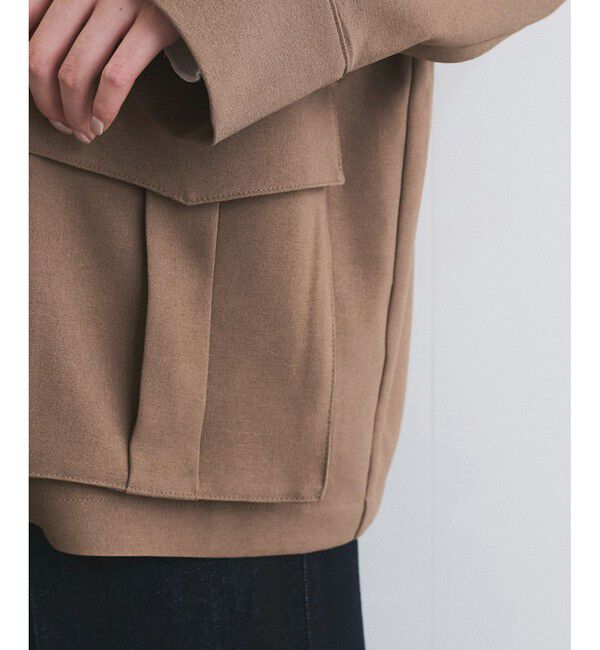 VIS「【防シワ】リネンライクミリタリーシャツジャケット」|ミリタリージャケット|