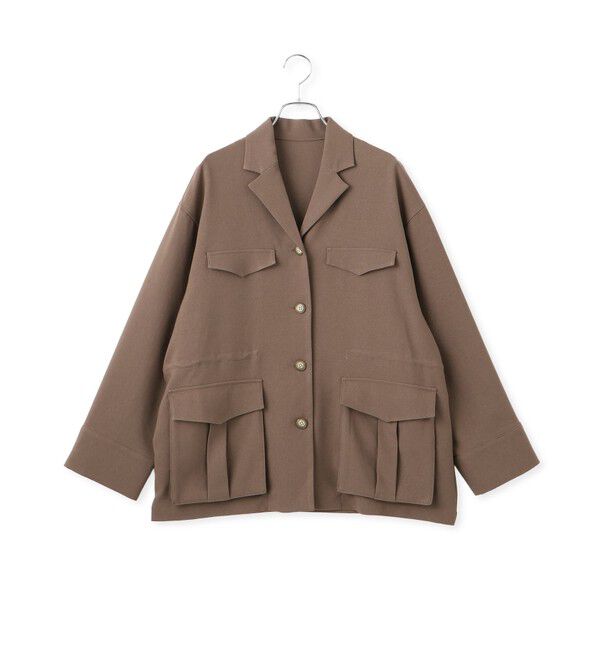 VIS「【防シワ】リネンライクミリタリーシャツジャケット」|ミリタリージャケット|