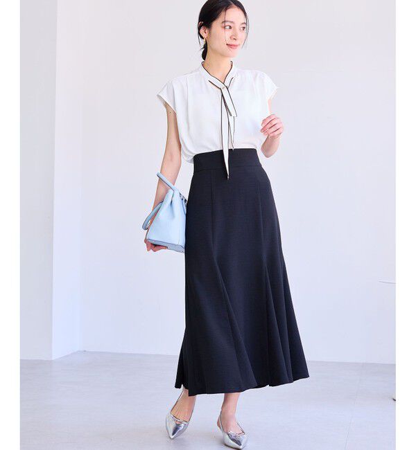 VIS「【接触冷感】配色ボウタイタックブラウス」|シャツ・ブラウス|