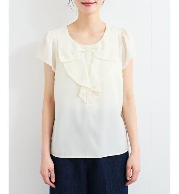 VIS「【WEB限定】【2WAY】リボンモチーフフリルブラウス」|シャツ・ブラウス|