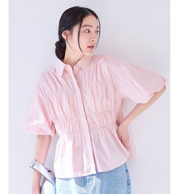 VIS「シャーリングバルーンシャツ」|シャツ・ブラウス|ピンク系(65)