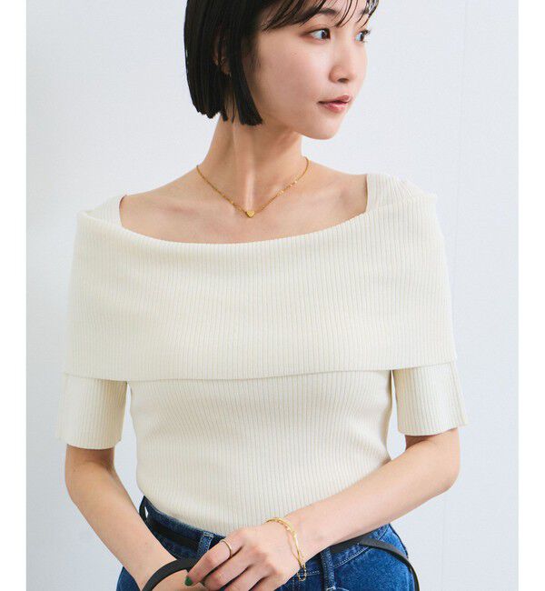 VIS「【アンチピリング/UVケア/洗える】オフショルハーフスリーブニット」|ニット・セーター|