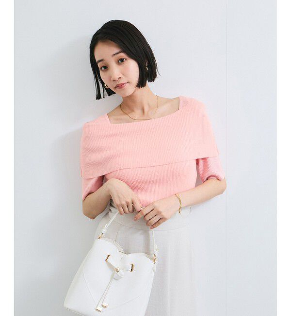 VIS「【アンチピリング/UVケア/洗える】オフショルハーフスリーブニット」|ニット・セーター|