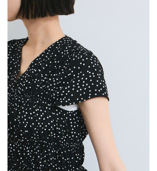 VIS「シャーリングデザインワンピース【WEB限定サイズ】」|ワンピース|