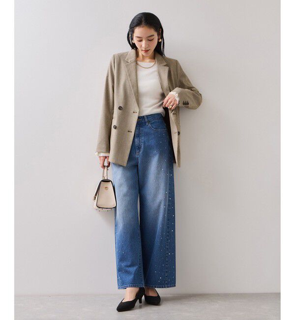 VIS「【美easy】ウーリッシュダブルブレストテーラードジャケット【セットアップ対応/洗える】」|テーラードジャケット|