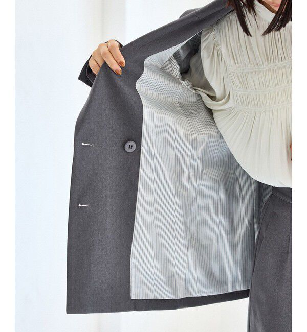 VIS「【美easy】ウーリッシュダブルブレストテーラードジャケット【セットアップ対応/洗える】」|テーラードジャケット|