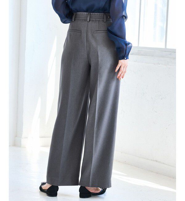VIS「【美easy】ウーリッシュワンタックワイドパンツ【セットアップ対応/洗える】」|スラックス|