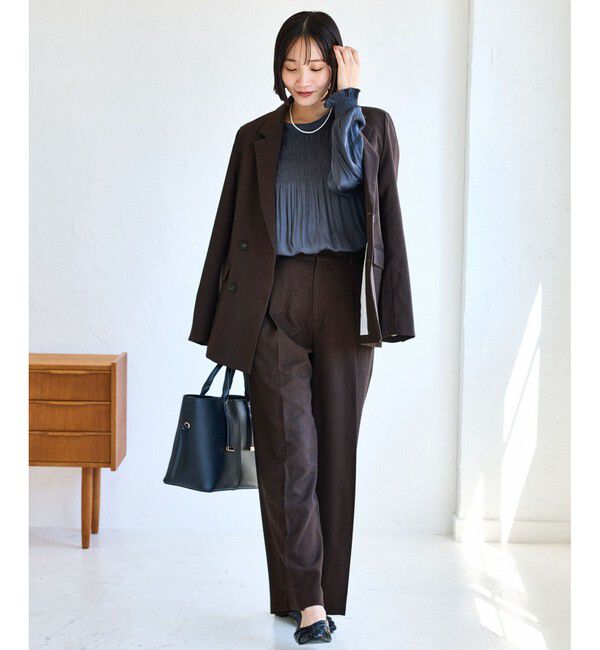 VIS「【美easy】ウーリッシュワンタックワイドパンツ【セットアップ対応/洗える】」|スラックス|