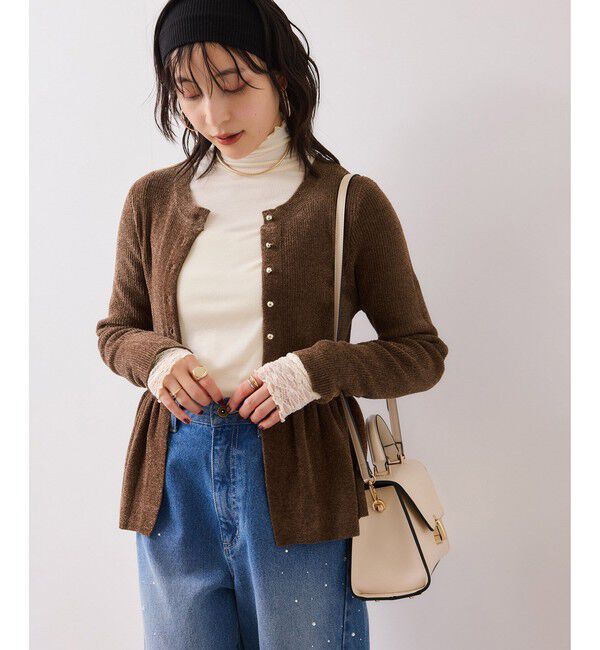 VIS「ペプラム切替モールニットカーディガン/イージーケア」|カーディガン|