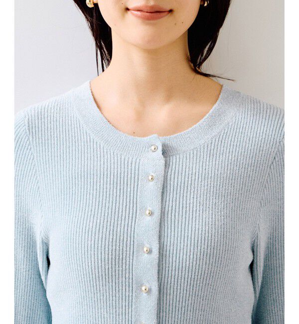VIS「ペプラム切替モールニットカーディガン/イージーケア」|カーディガン|