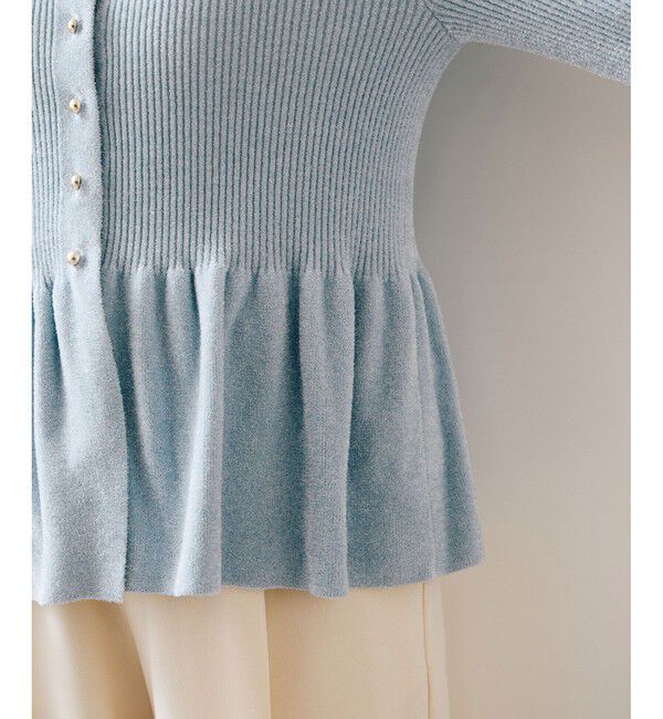 VIS「ペプラム切替モールニットカーディガン/イージーケア」|カーディガン|