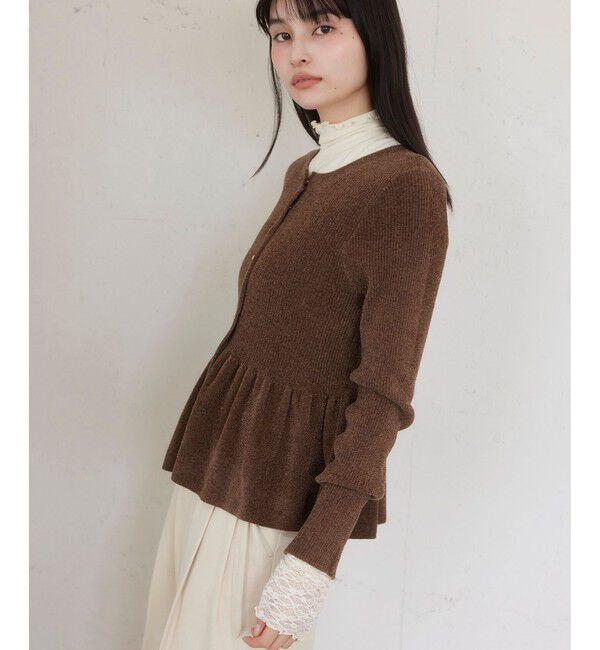 VIS「ペプラム切替モールニットカーディガン/イージーケア」|カーディガン|