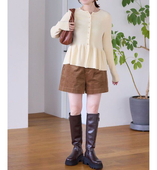 VIS「ペプラム切替モールニットカーディガン/イージーケア」|カーディガン|