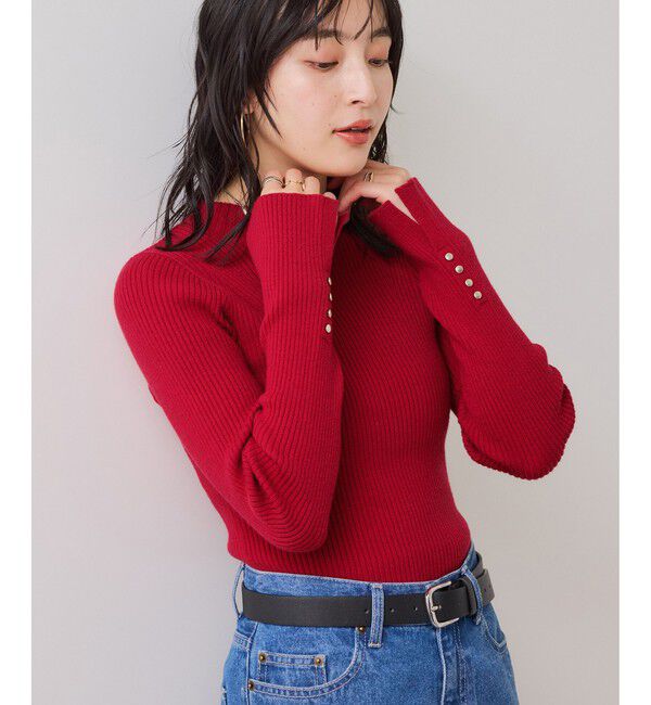 VIS「スリーブ釦アクセントリブニット/静電気防止」|ニット・セーター|