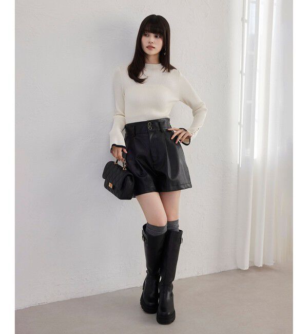 VIS「スリーブ釦アクセントリブニット/静電気防止」|ニット・セーター|