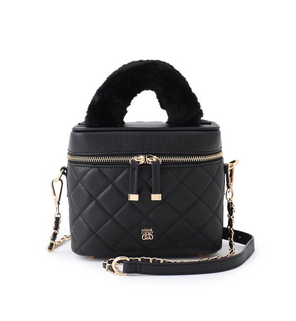 VIS「ファーハンドルキルティング＆ツイードバニティバッグ/2WAY」|ハンドバッグ|