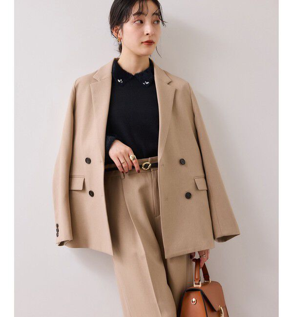 VIS「ビジュー付きシャギーカラーニットトップス」|ニット・セーター|