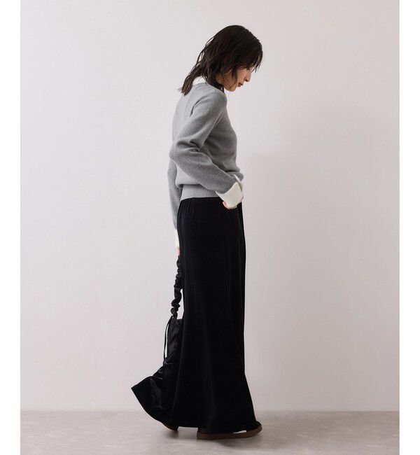 VIS「ビジュー付きシャギーカラーニットトップス」|ニット・セーター|