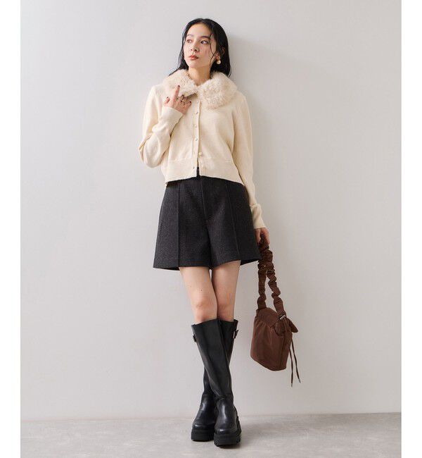 VIS「衿ファー取り外しカーディガン」|カーディガン|