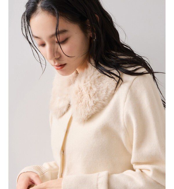 VIS「衿ファー取り外しカーディガン」|カーディガン|